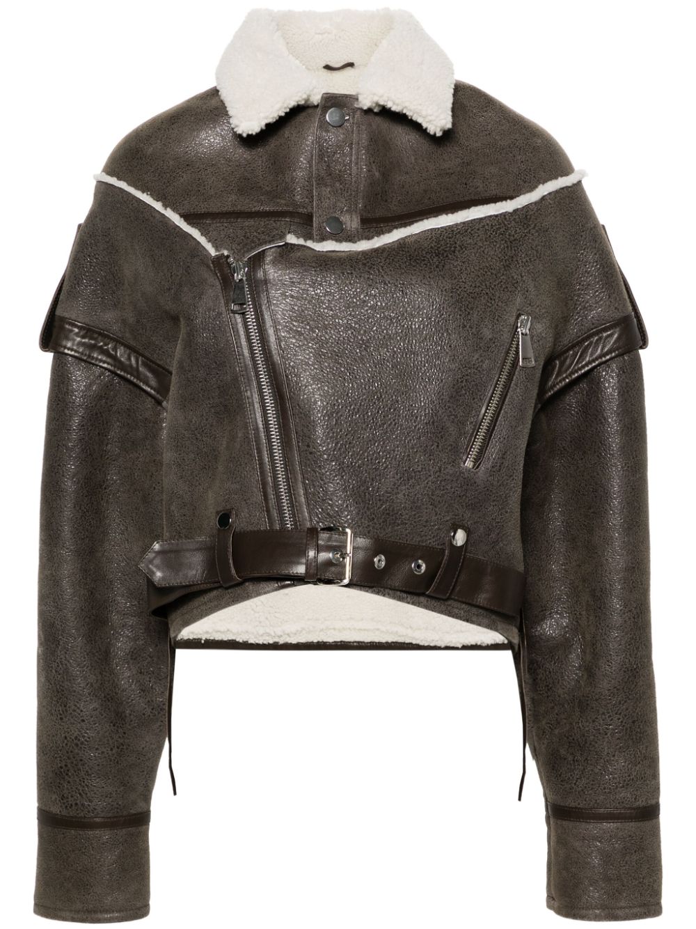 Manokhi leather biker jacket - Brown von Manokhi