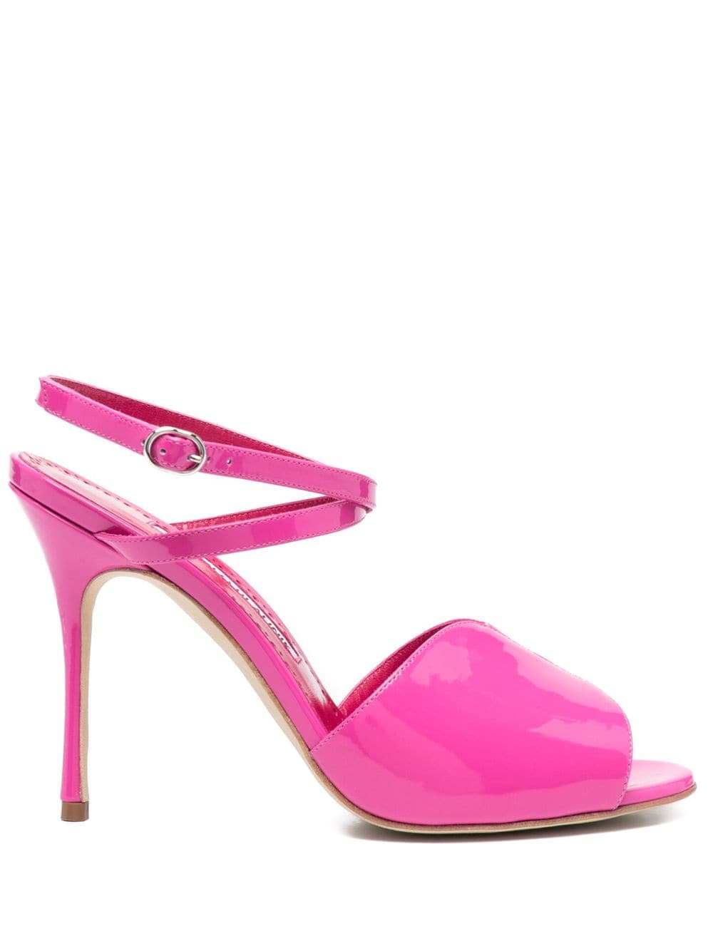 Manolo Blahnik 110mm shimmer-finish sandals - Pink von Manolo Blahnik