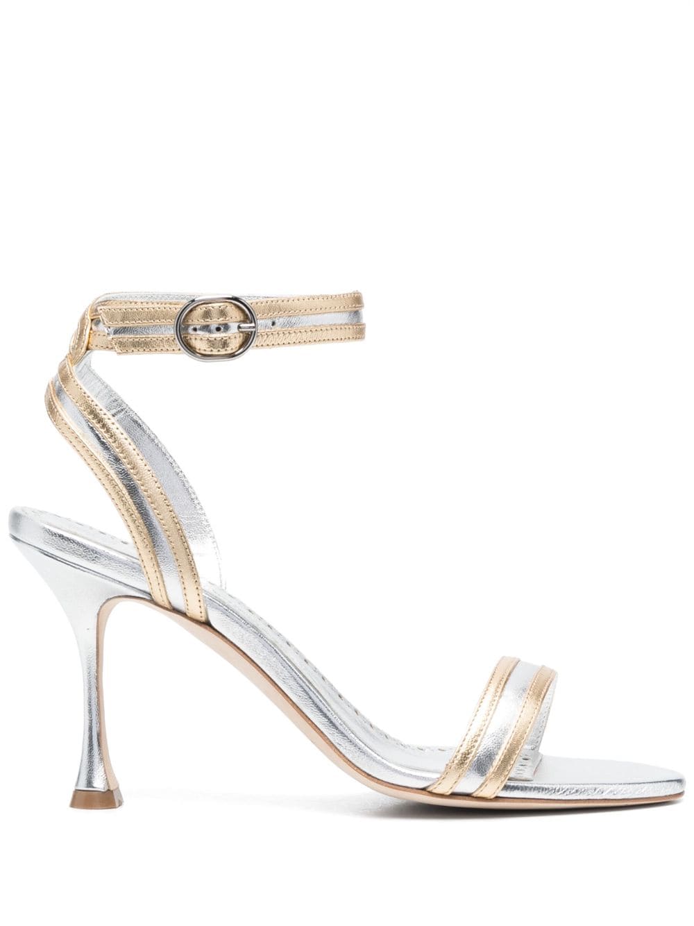 Manolo Blahnik Chongasa 90mm metallic leather sandals - Gold von Manolo Blahnik