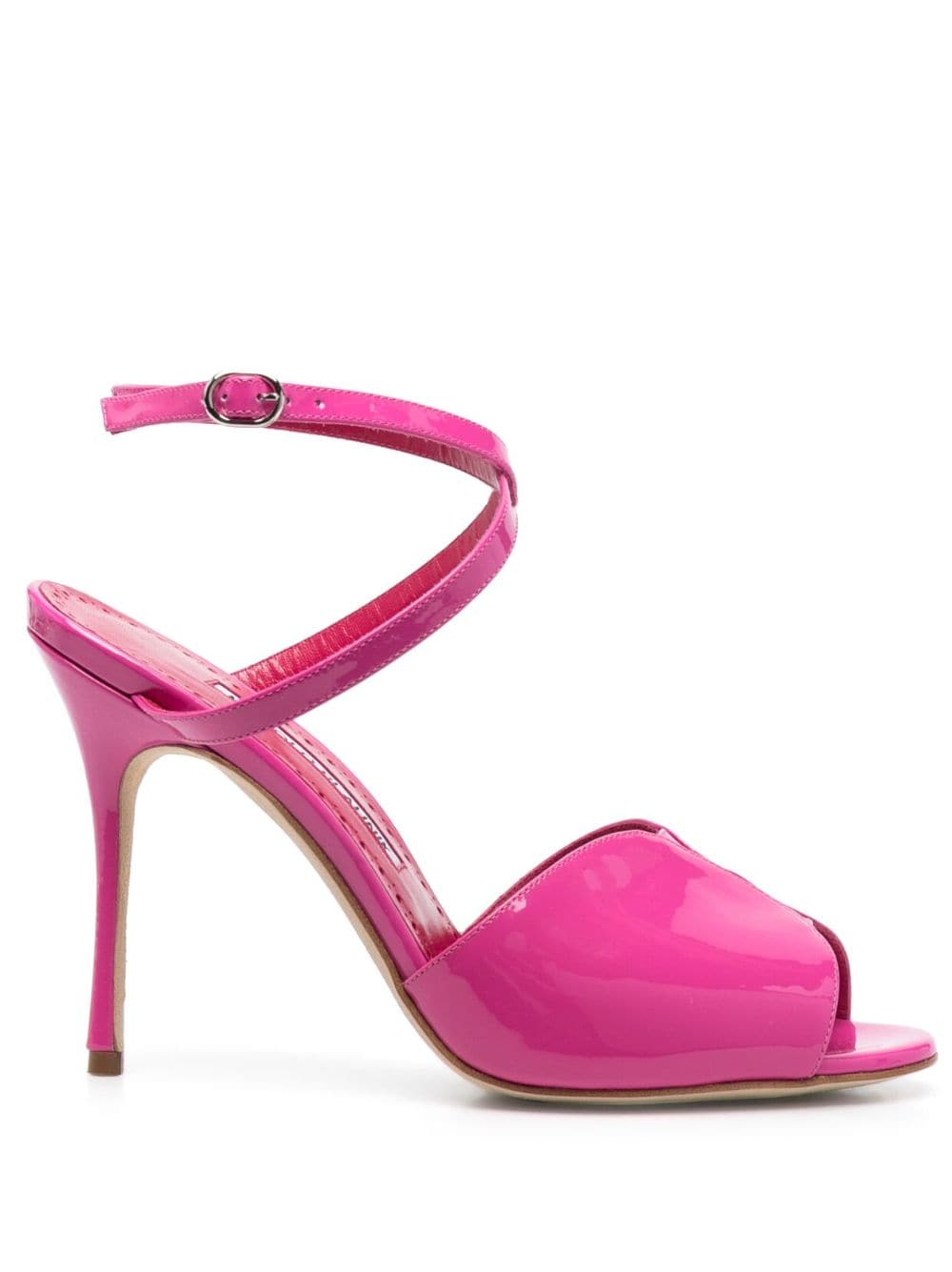 Manolo Blahnik Hourani 110mm patent-finish sandals - Pink von Manolo Blahnik