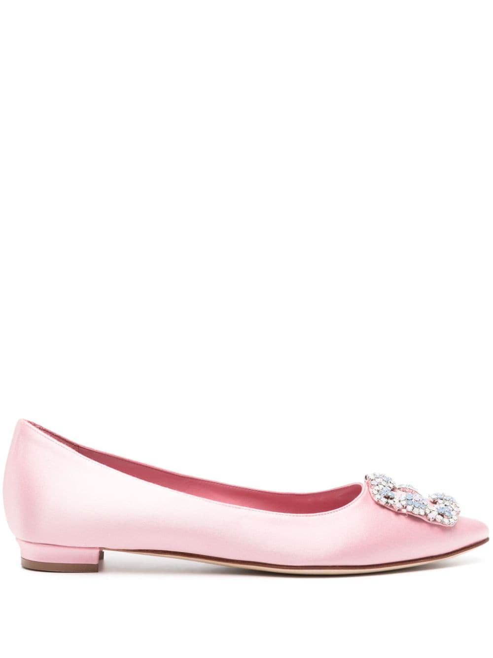 Manolo Blahnik Hangisi satin ballerina shoes - Pink von Manolo Blahnik