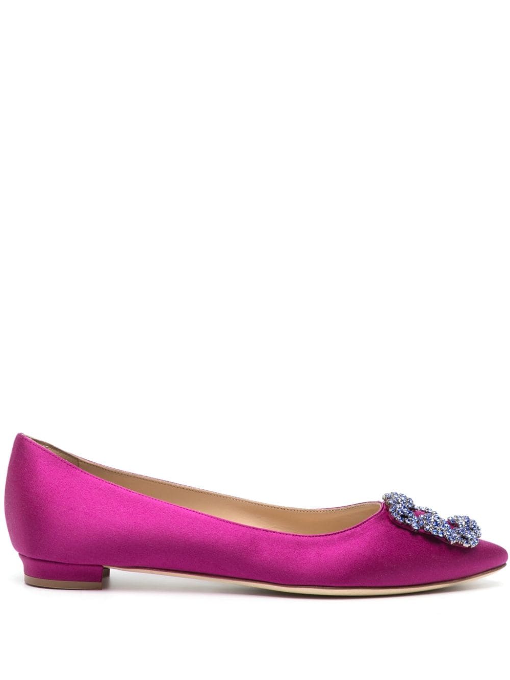 Manolo Blahnik Hangisi satin ballerinas - Purple von Manolo Blahnik