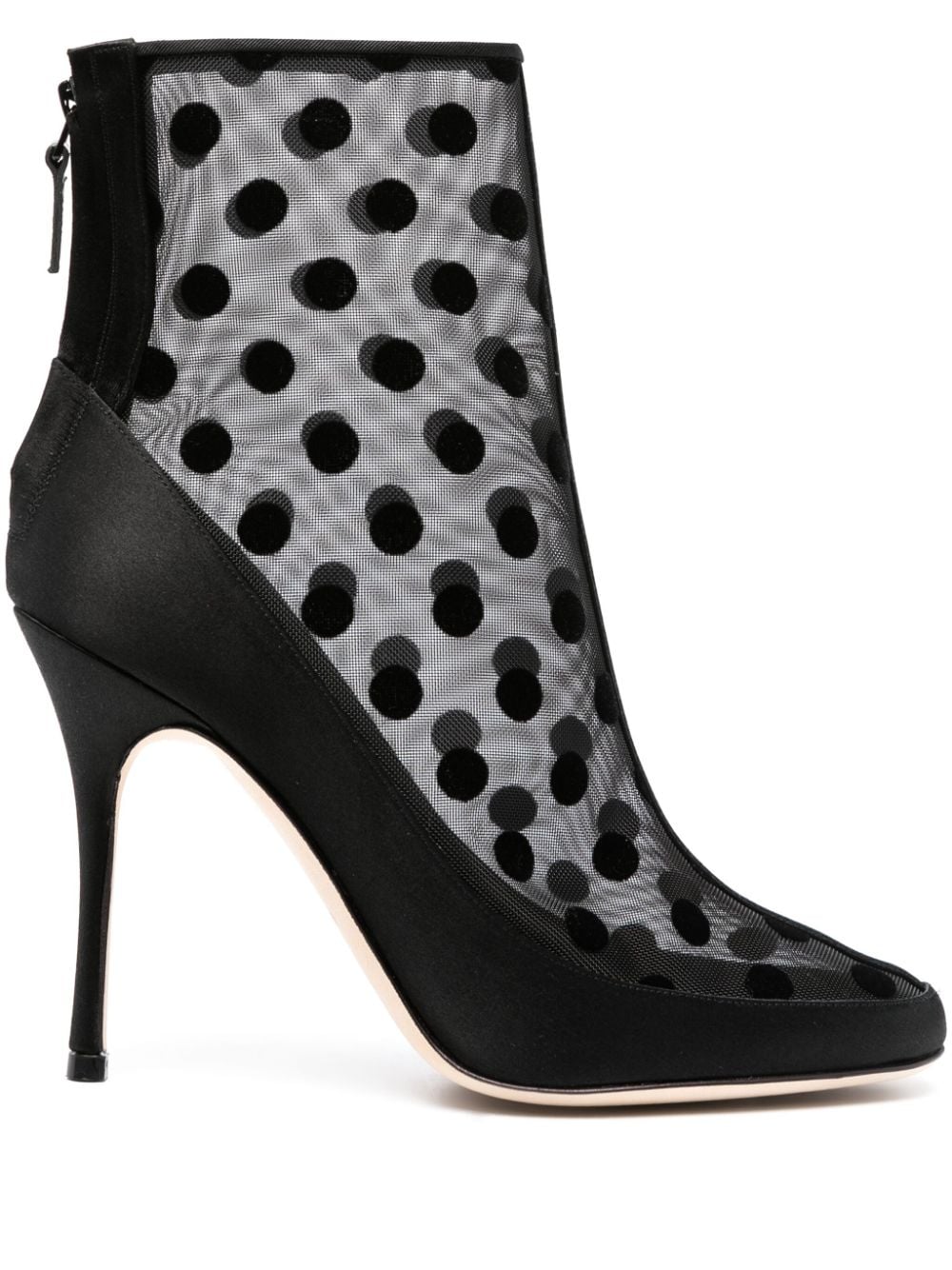 Manolo Blahnik Mukinka mesh polka-dot ankle boots - Black von Manolo Blahnik