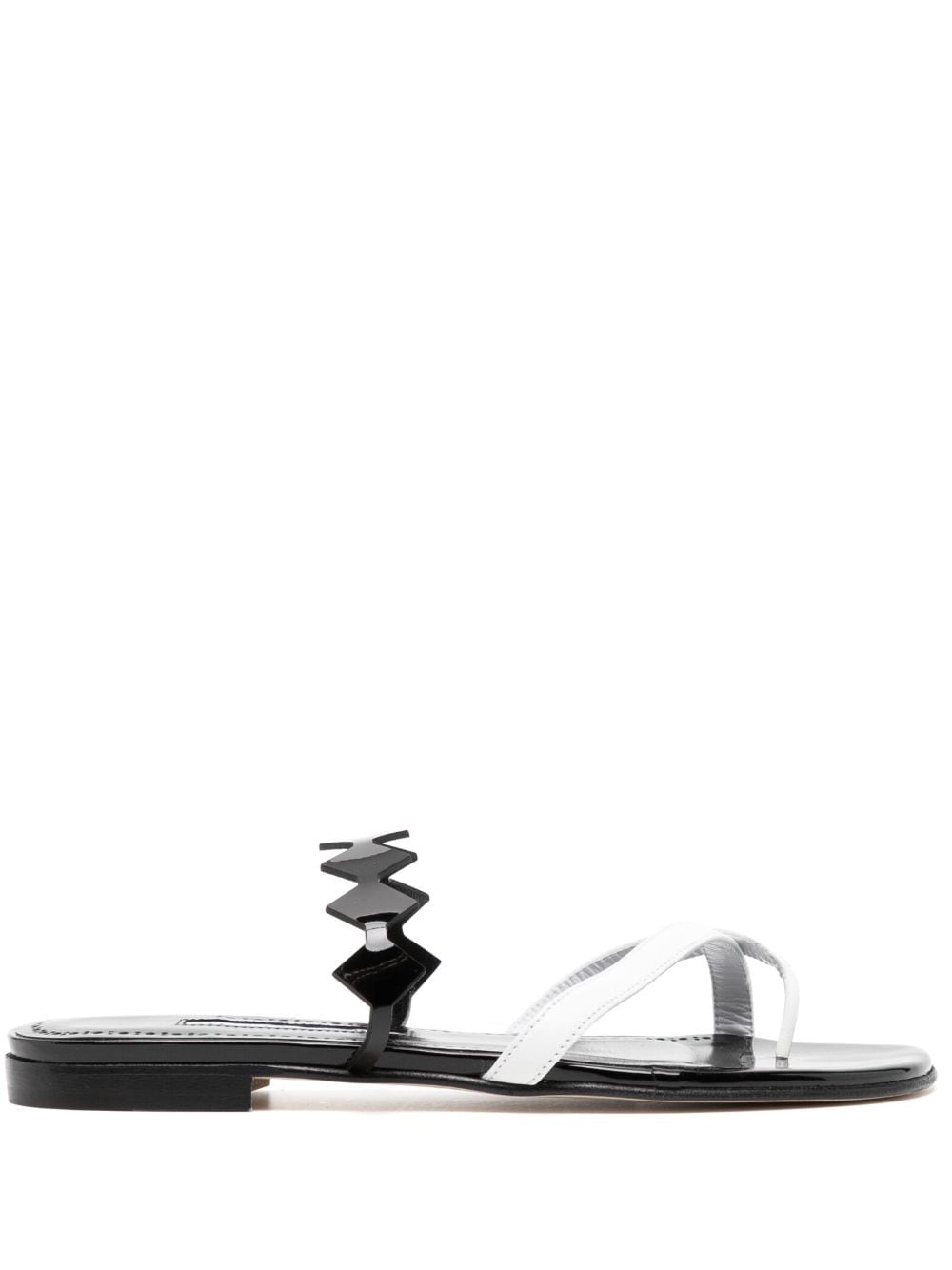 Manolo Blahnik Sulafa leather flat sandals - Black von Manolo Blahnik