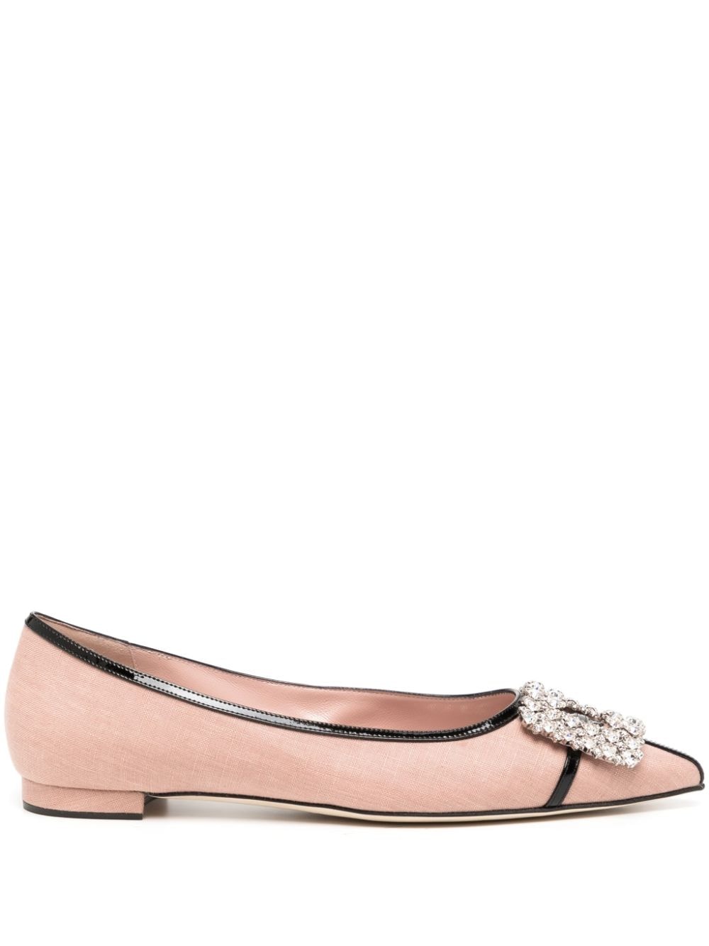 Manolo Blahnik Tuberian flat linen pumps - Pink von Manolo Blahnik