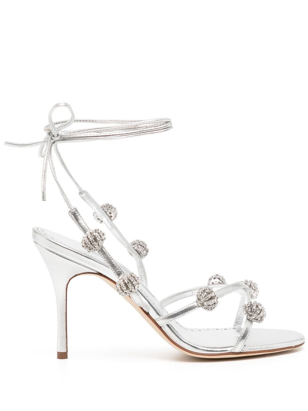 Manolo Blahnik crystal-detail 90mm sandals - Silver von Manolo Blahnik