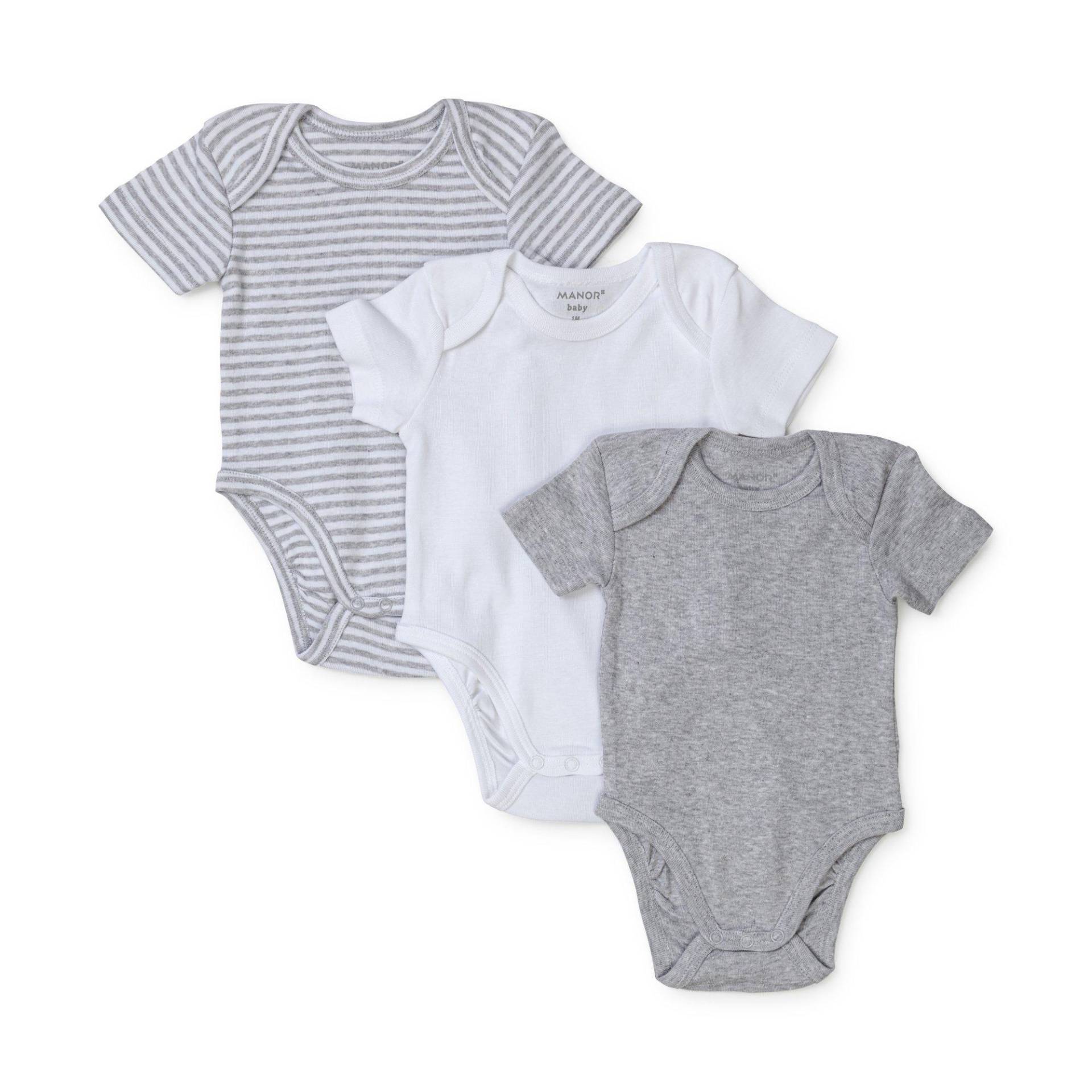 Body, Kurzarm Unisex Grau Melange 80 von Manor Baby