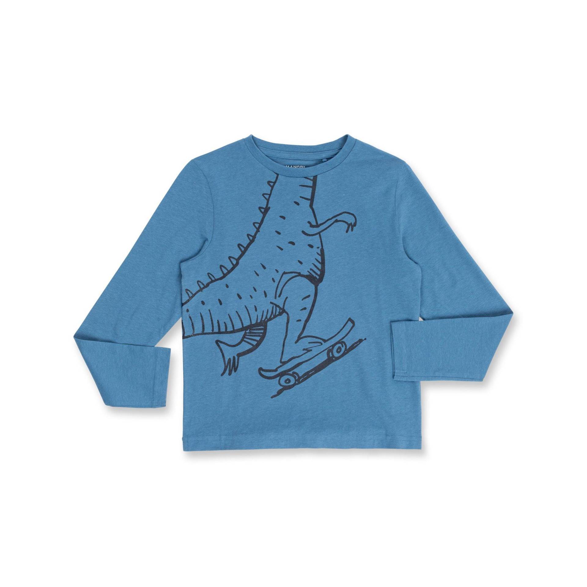 T-shirt, Langarm Jungen Mittelblau 134 von Manor Kids