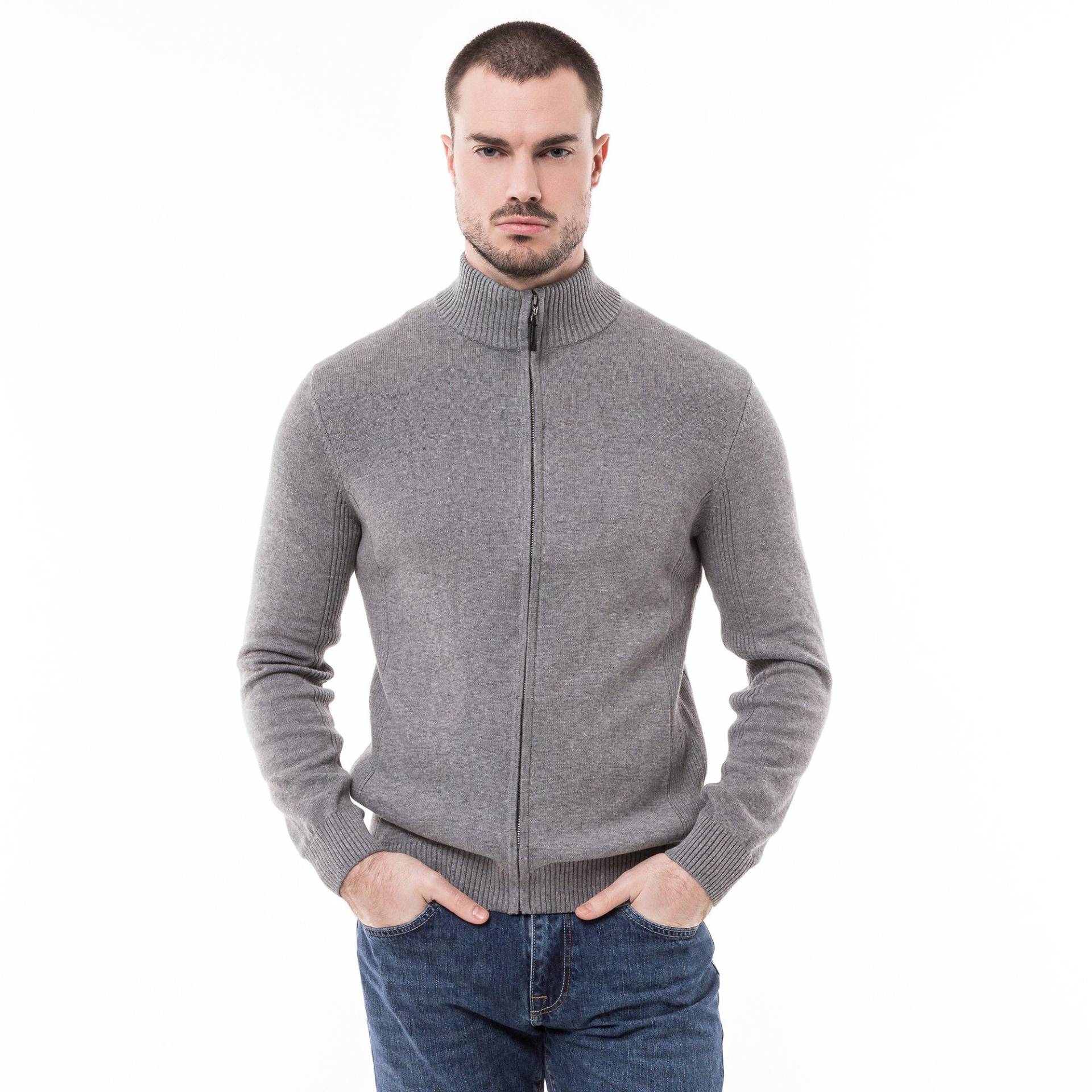 Cardigan, Regular Fit, Langarm Herren Grau Melange M von Manor Man