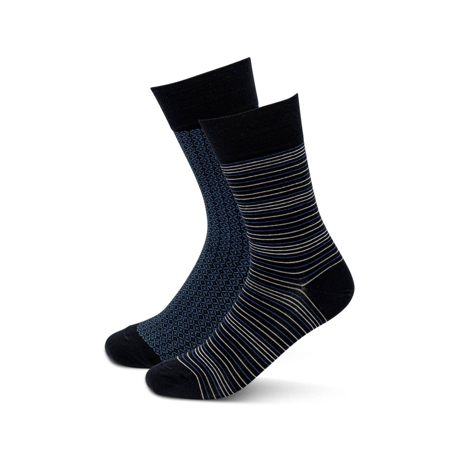 Duopack, Wadenlange Socken Herren Blau 43-46 von Manor Man