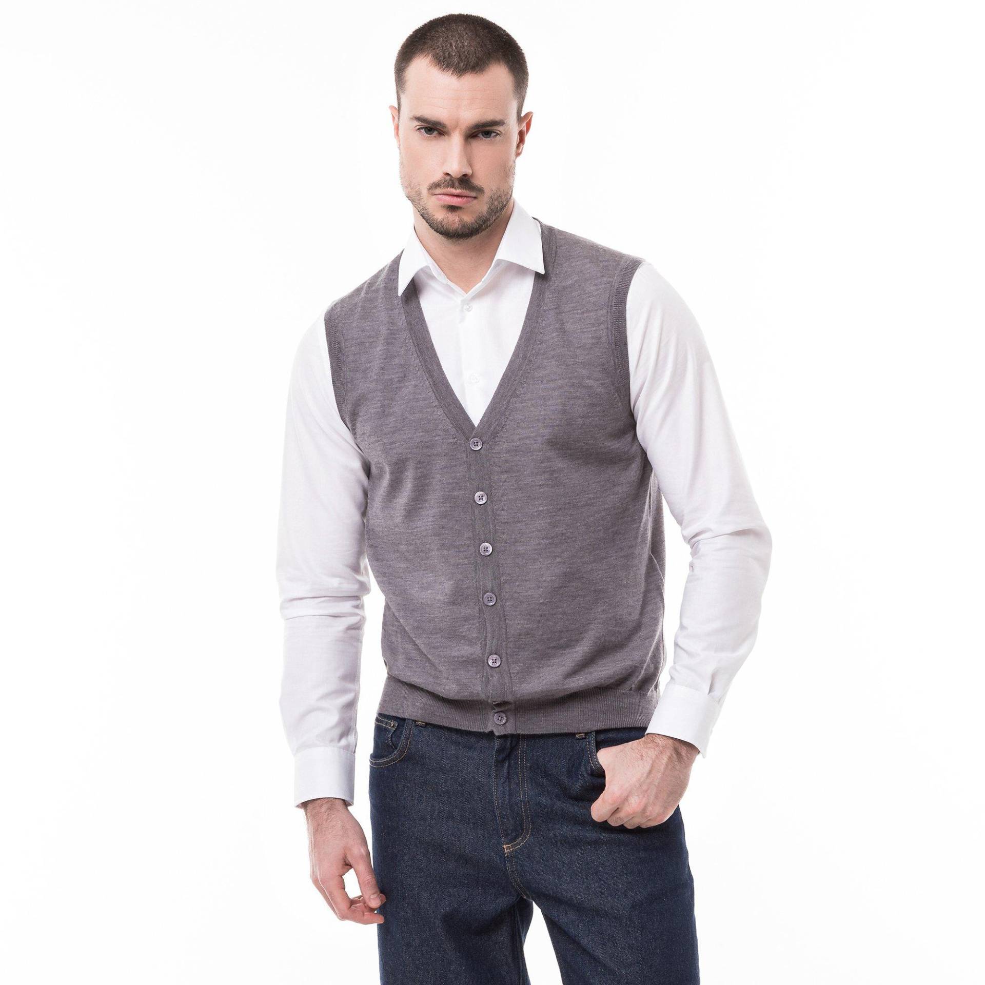 Gilet, Regular Fit Herren Grau Melange L von Manor Man