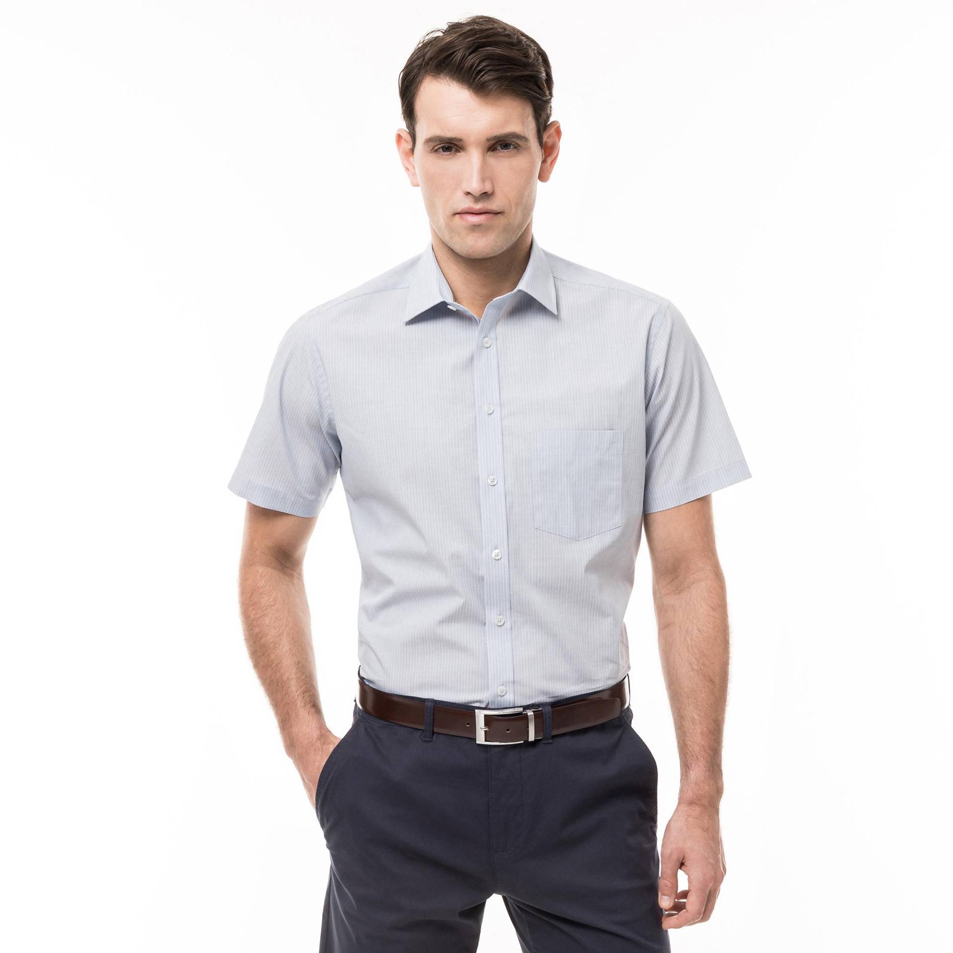 Hemd, Classic Fit, Kurzarm Herren Grau L von Manor Man