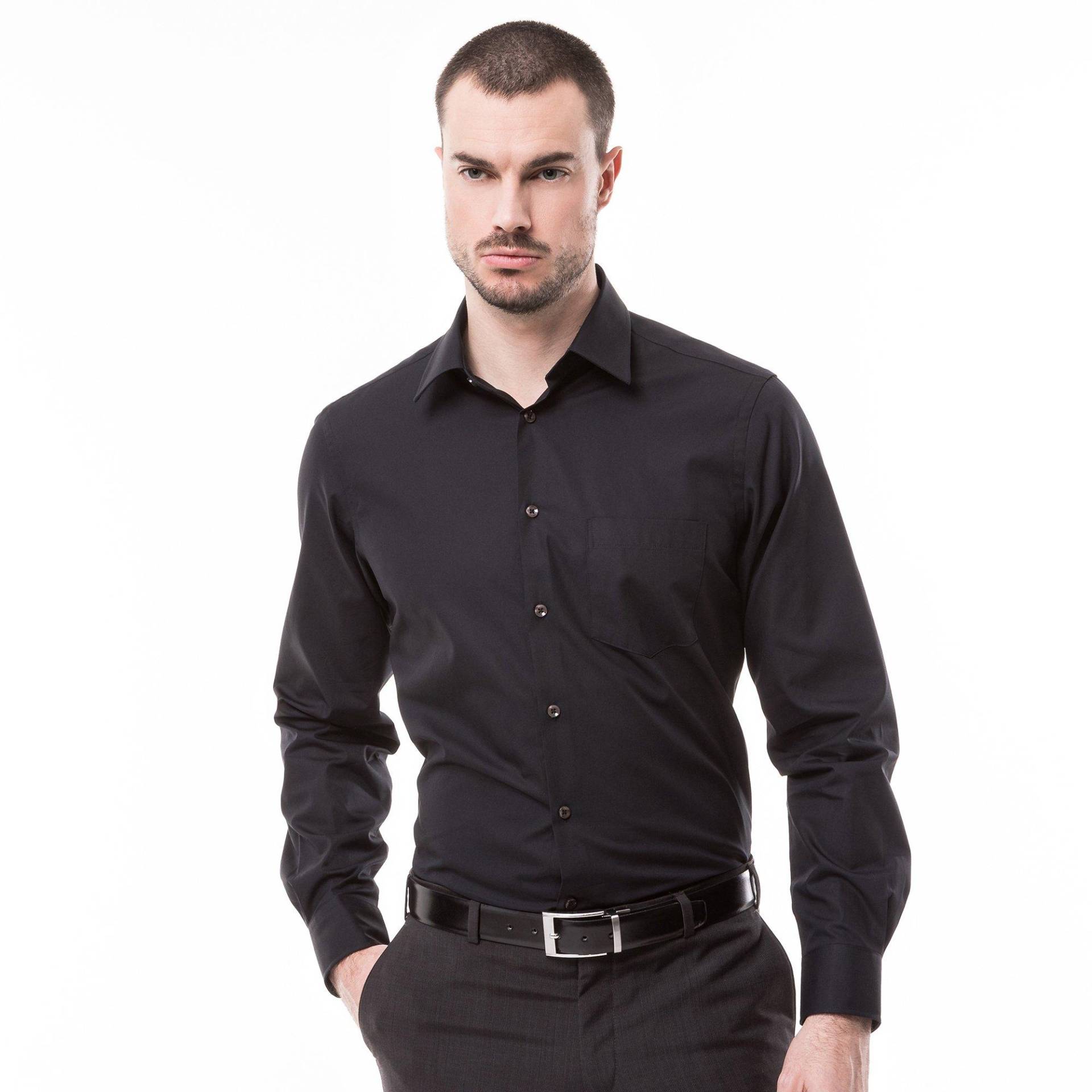 Hemd, Classic Fit Herren Black 3XL von Manor Man