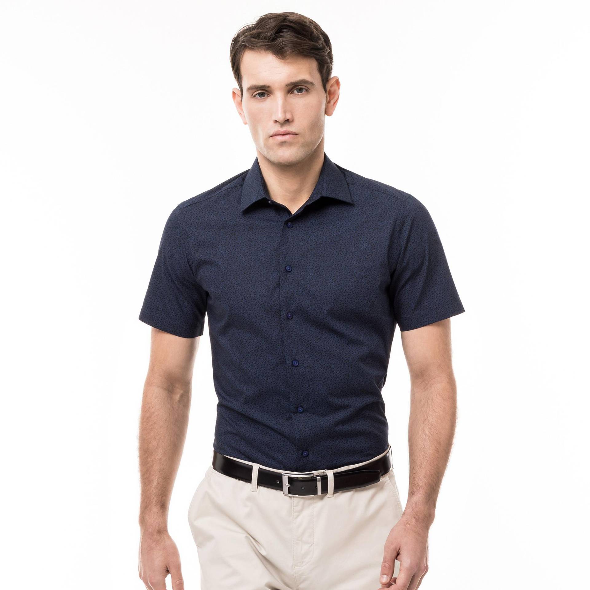 Hemd, Modern Fit, Kurzarm Herren Marine L von Manor Man