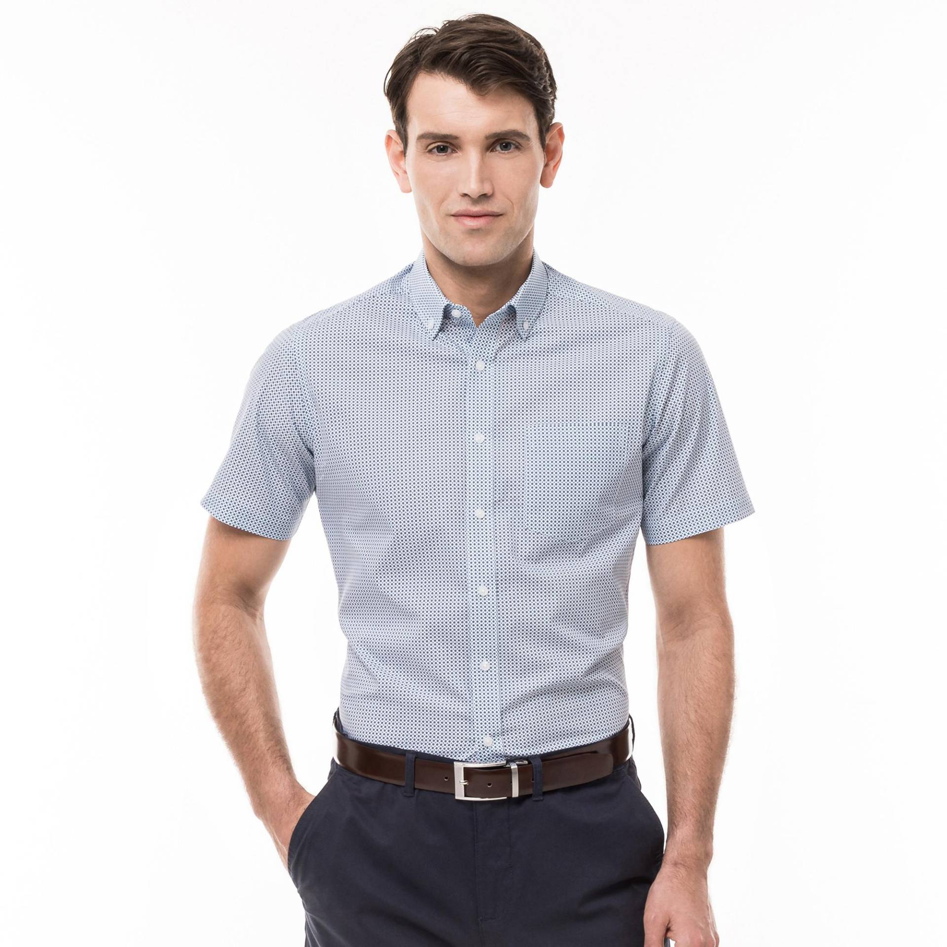 Hemd, Modern Fit, Kurzarm Herren Weiss XL von Manor Man