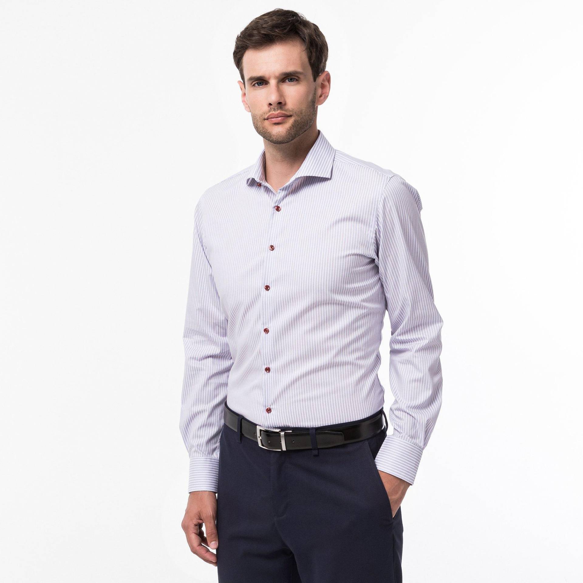 Hemd, Modern Fit, Langarm Herren Blau L von Manor Man