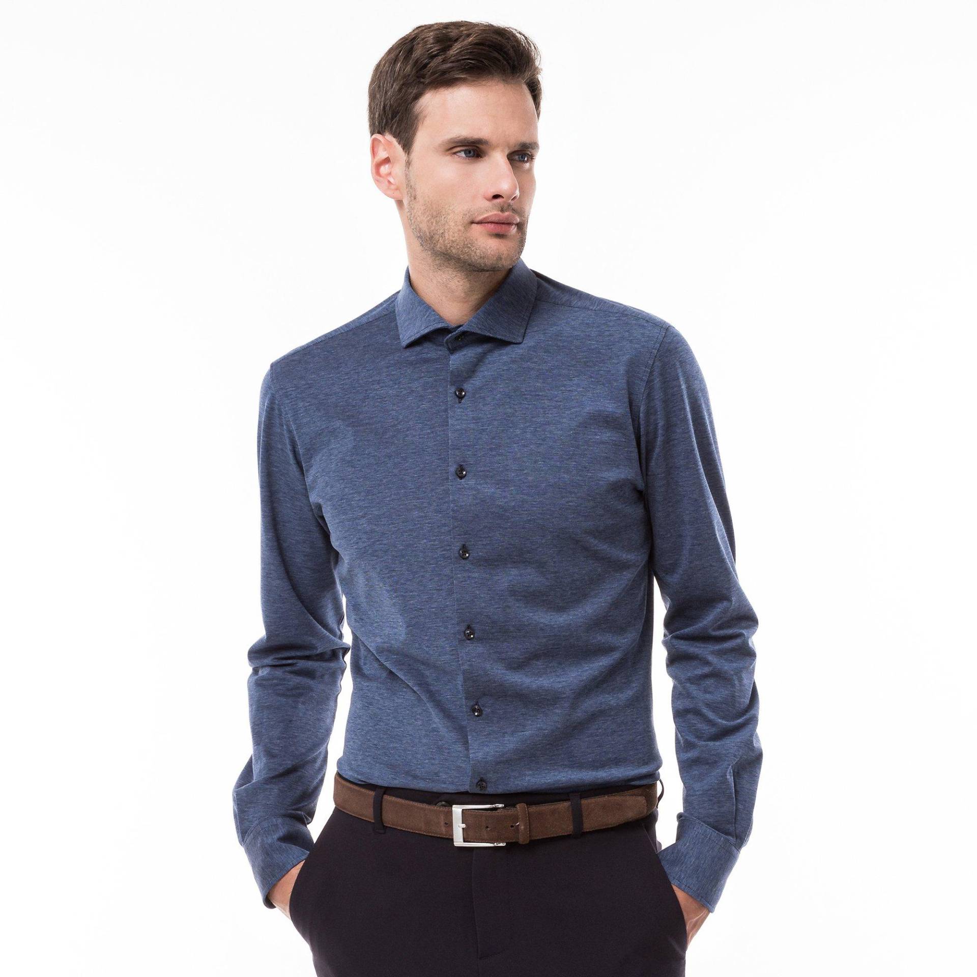 Hemd, Modern Fit, Langarm Herren Marine L von Manor Man