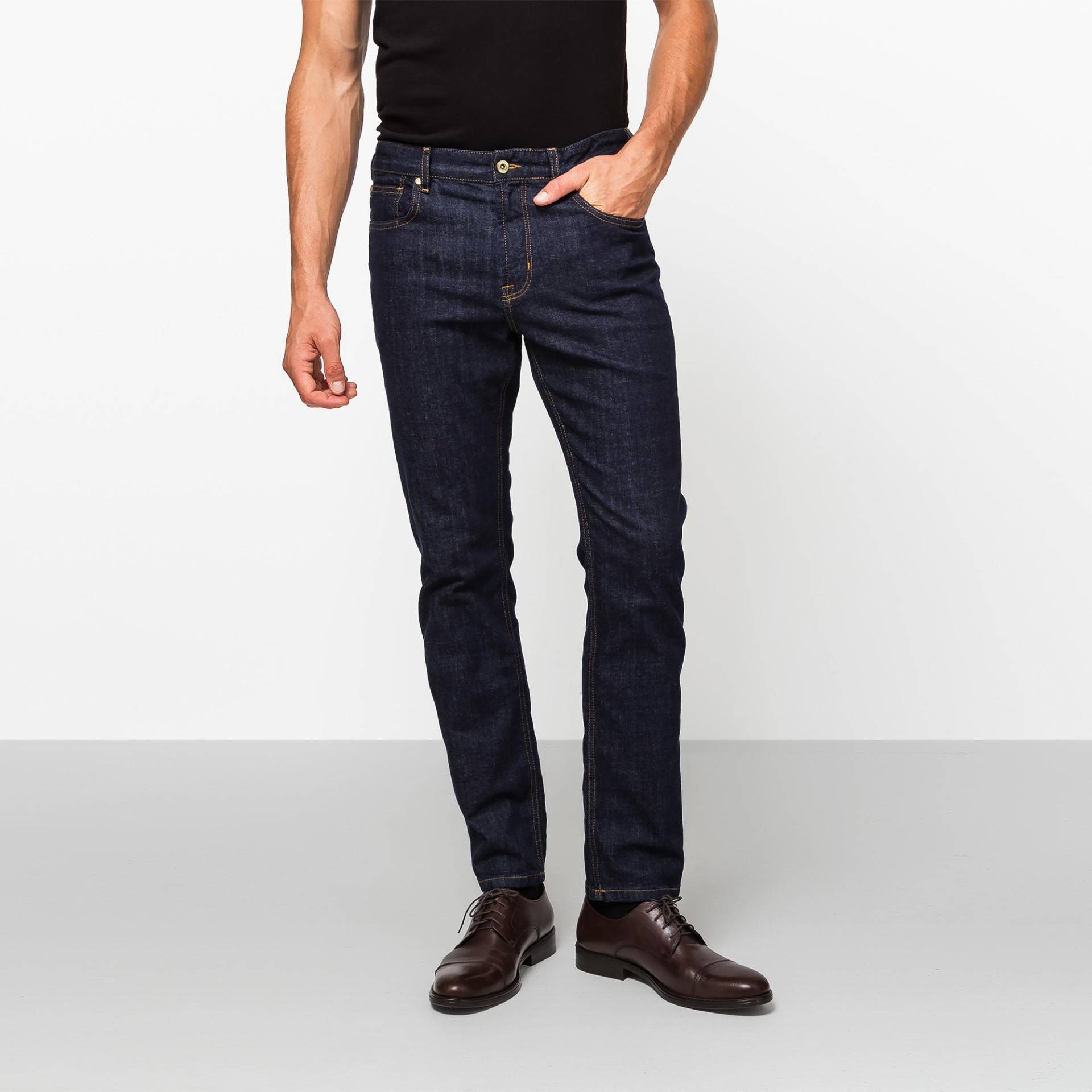 Jeans, Slim Fit Herren Blau Denim Dunkel L30/W32 von Manor Man