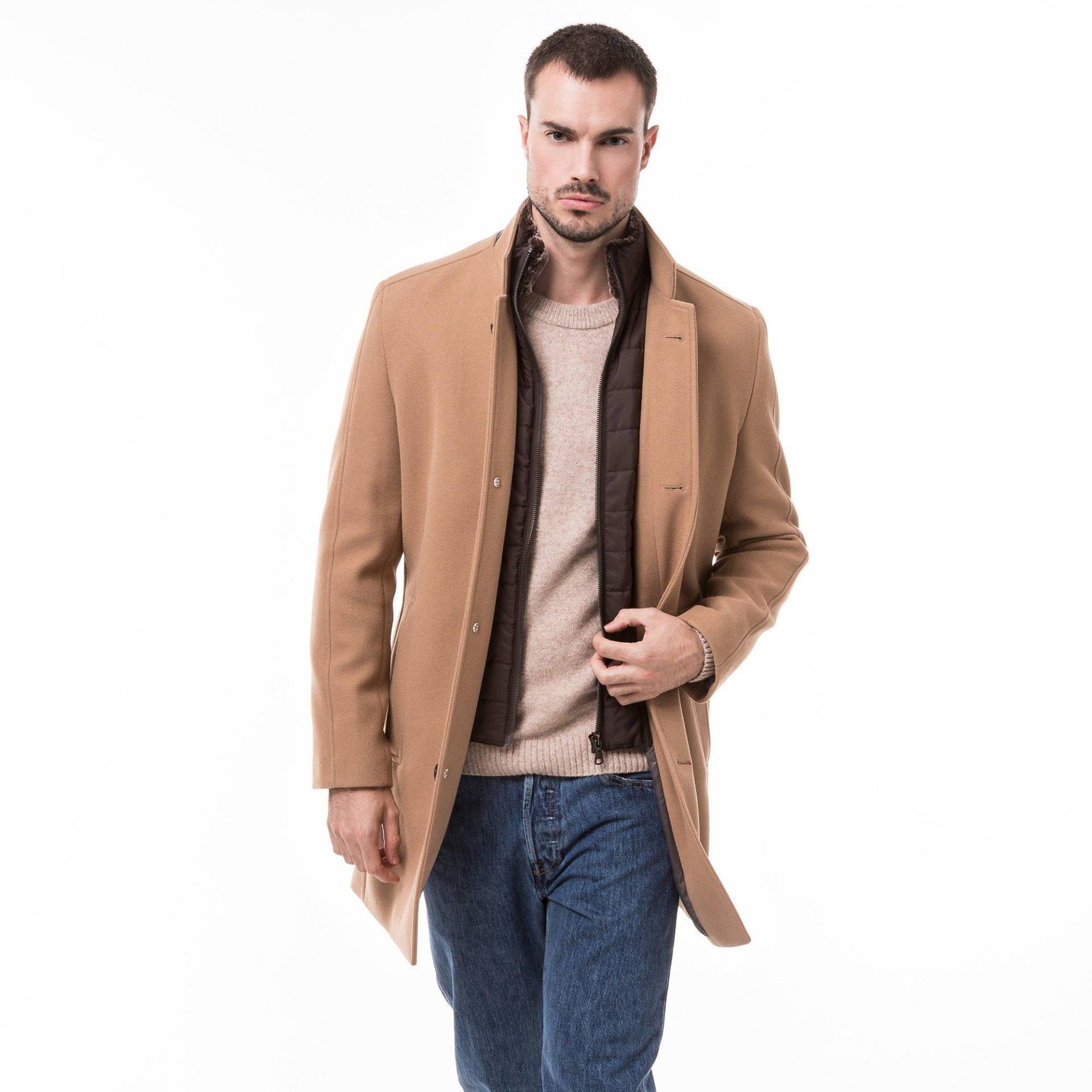 Kurzer Mantel, Gerader Fit Herren Camel 58 von Manor Man