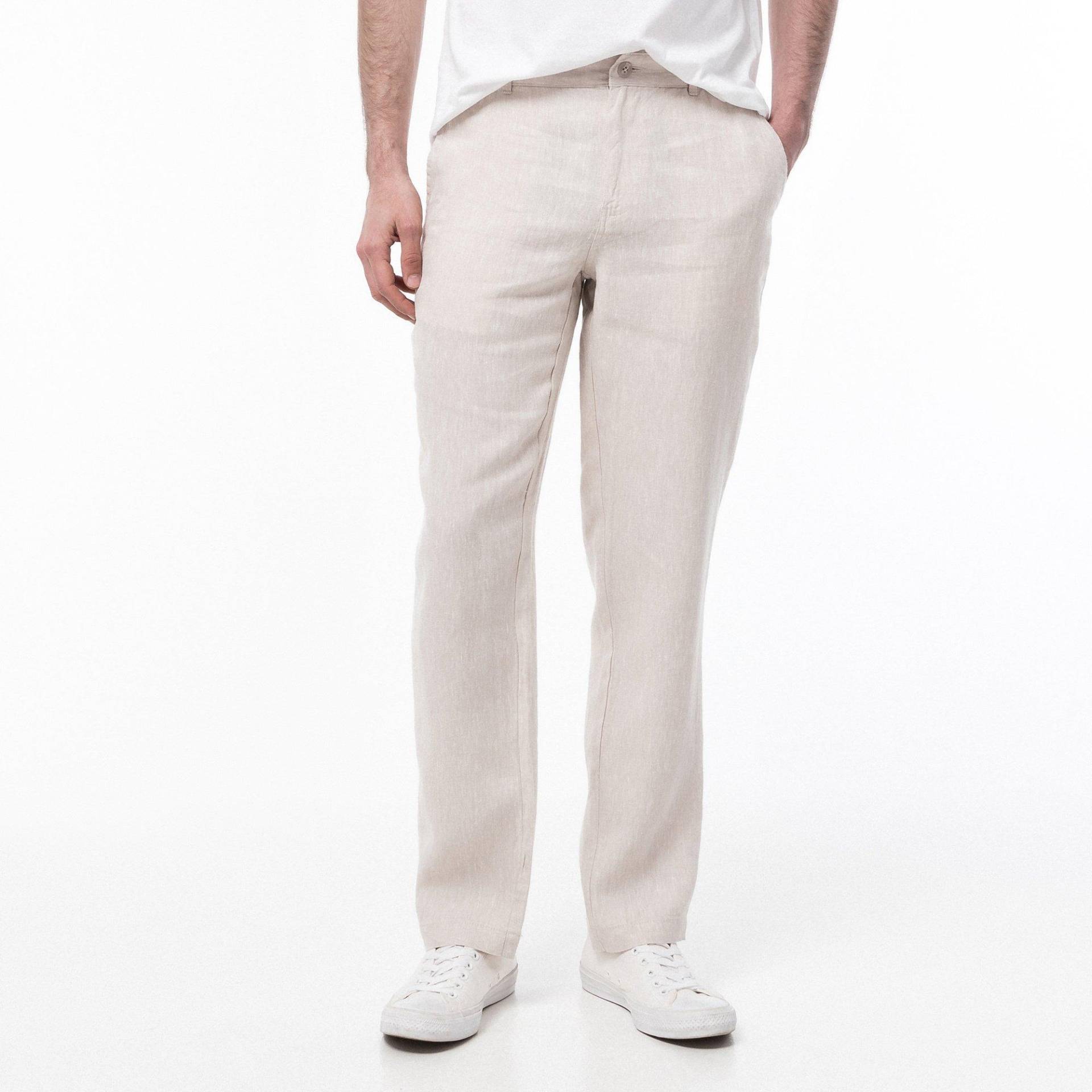 Leinen-chino, Regular Fit Herren Beige L von Manor Man