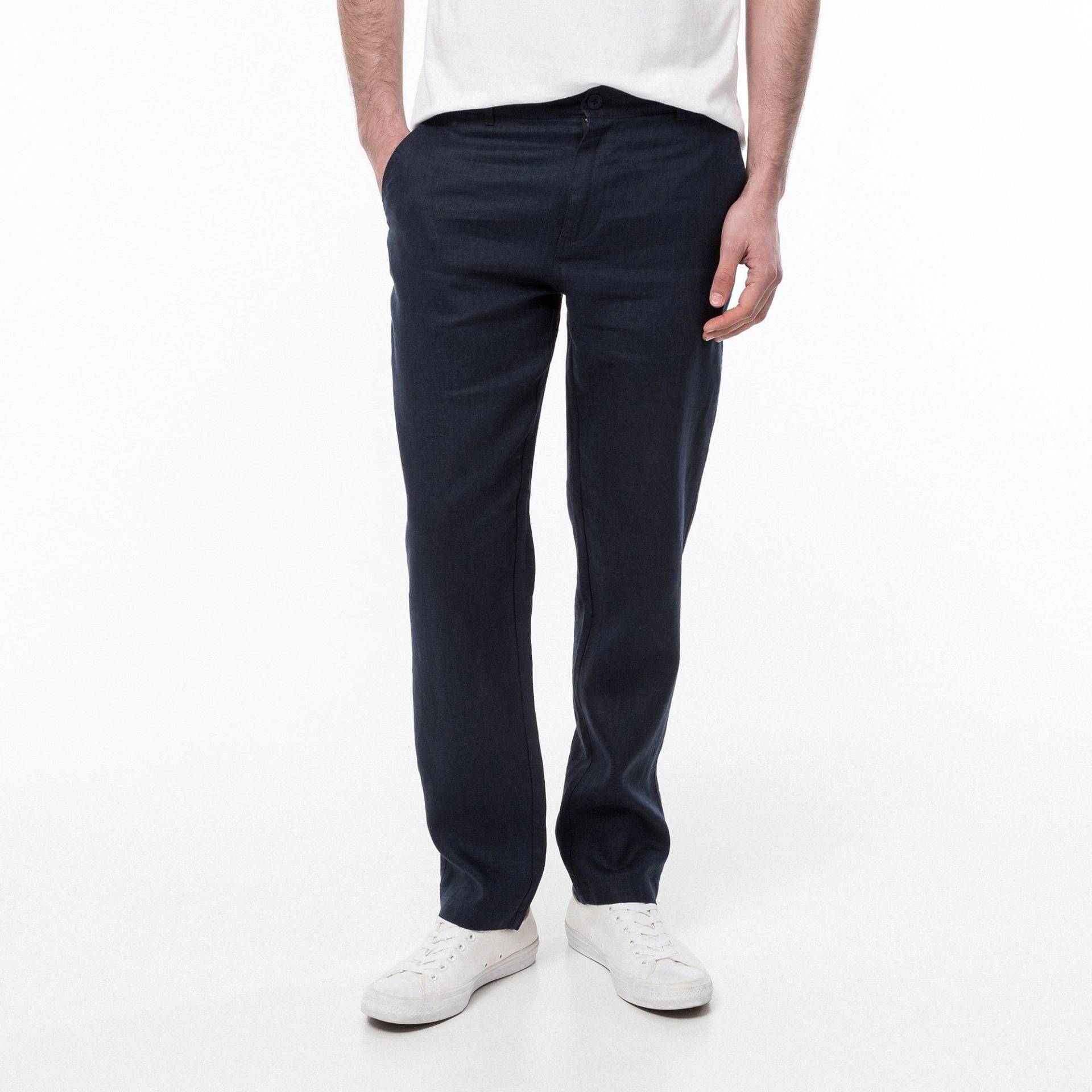 Leinen-chino, Regular Fit Herren Marine L von Manor Man