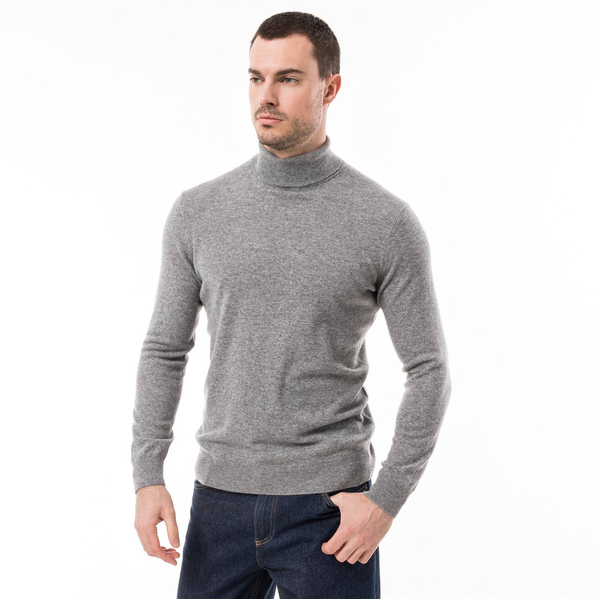 Cashmere-pullover, Rollkragen Herren Grau Melange M von Manor Man