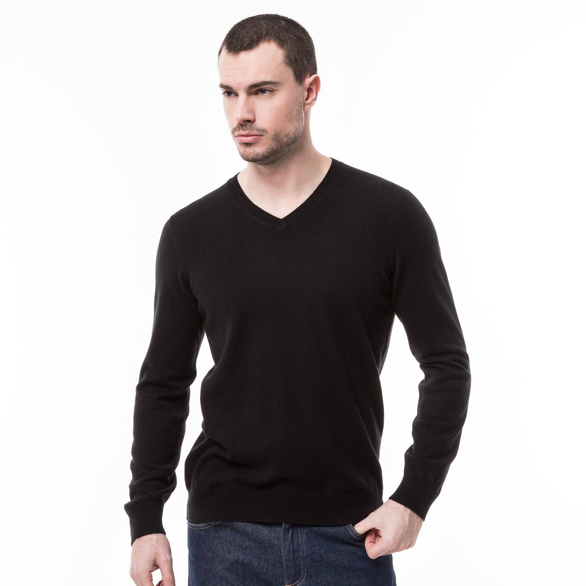 Cashmere-pullover, V-neck Herren Black S von Manor Man