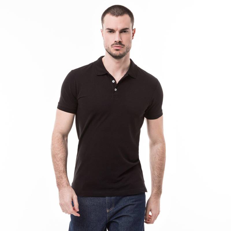 Poloshirt, Modern Fit, Kurzarm Herren Black L von Manor Man