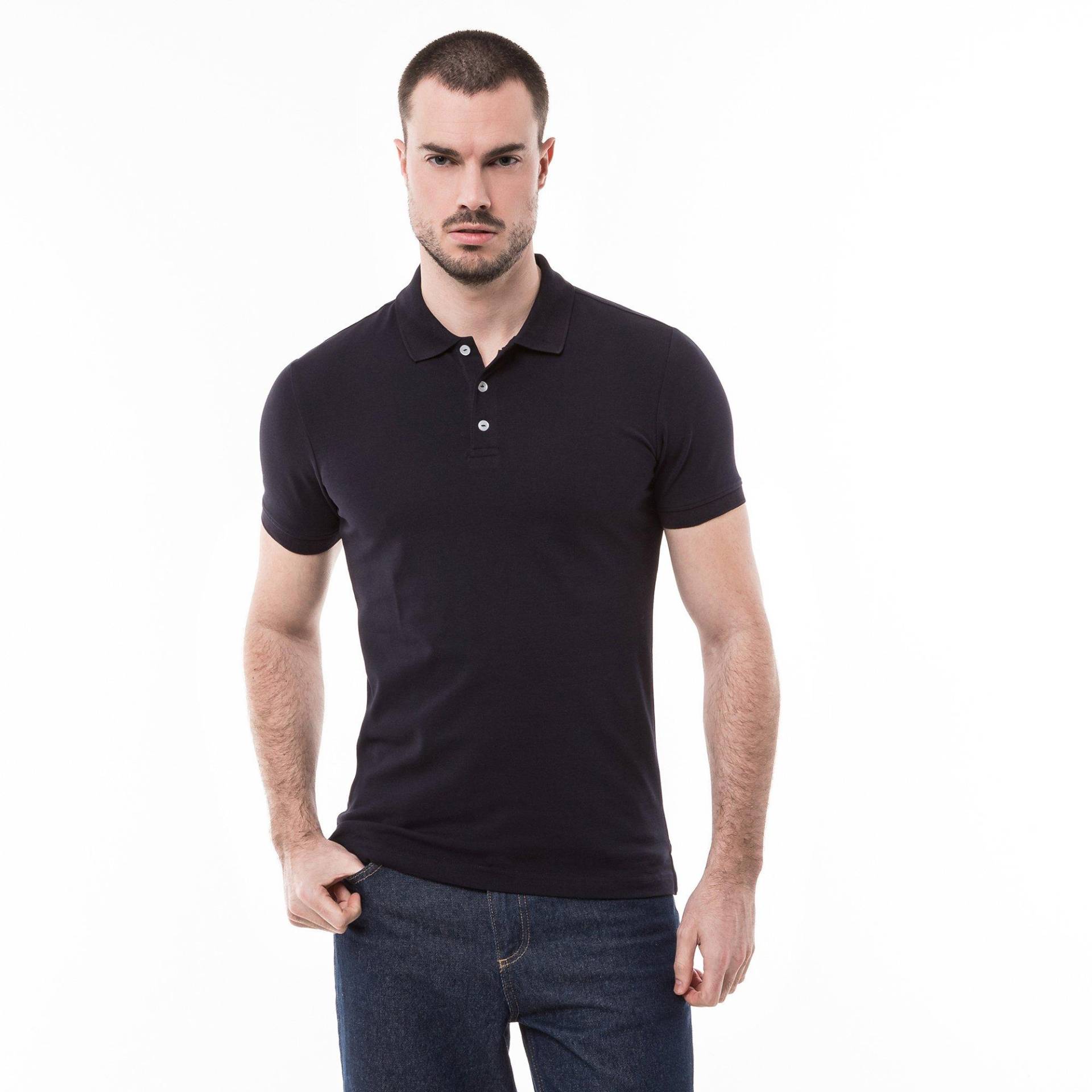 Poloshirt, Modern Fit, Kurzarm Herren Nachtblau L von Manor Man