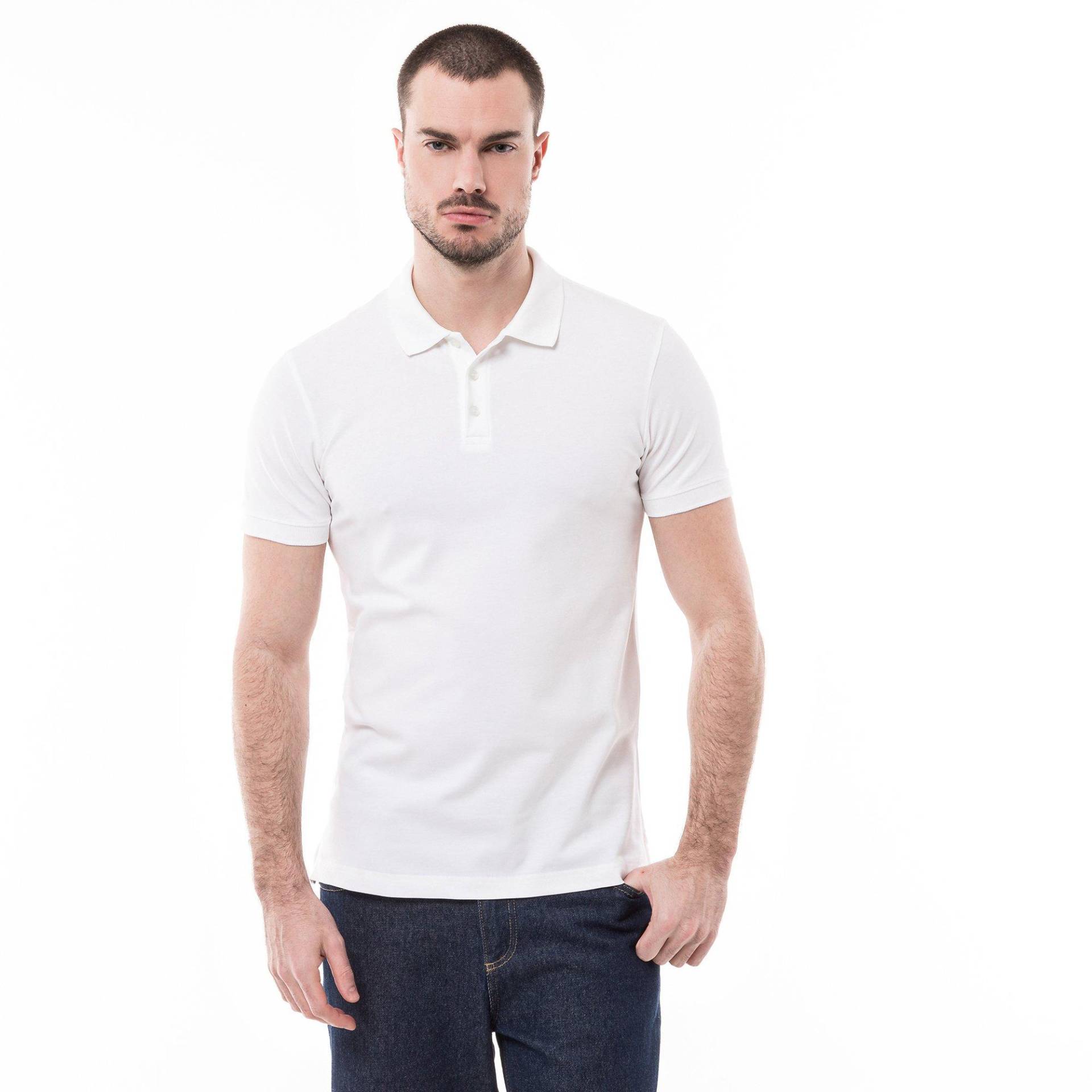 Poloshirt, Modern Fit, Kurzarm Herren Weiss XXL von Manor Man