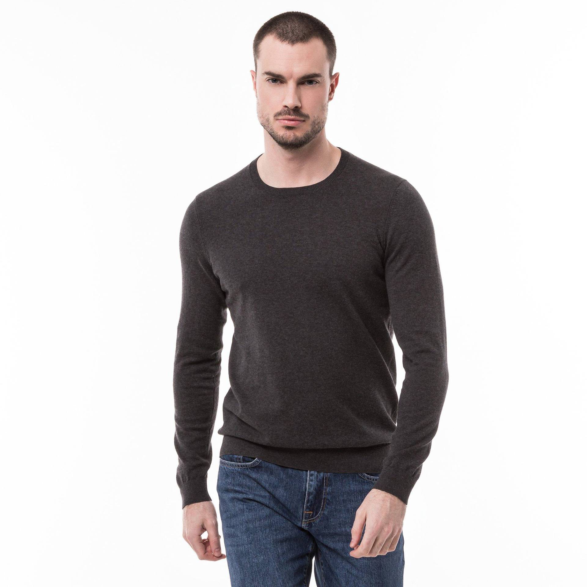 Pullover, Classic Fit, Langarm Herren Anthrazit L von Manor Man