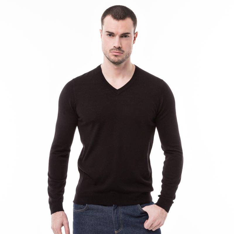 Pullover, Classic Fit, Langarm Herren Black L von Manor Man