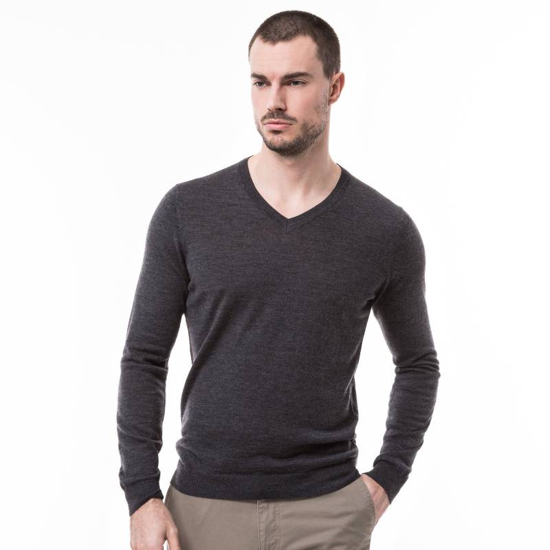 Pullover, Classic Fit, Langarm Herren Dunkelgrau L von Manor Man