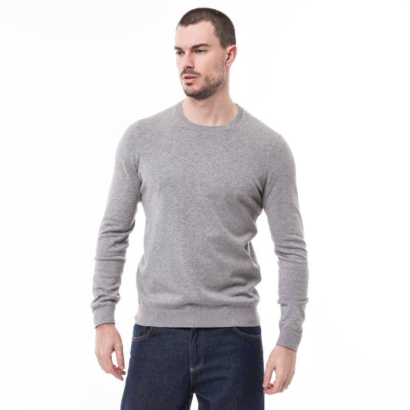 Pullover, Classic Fit, Langarm Herren Grau Melange M von Manor Man