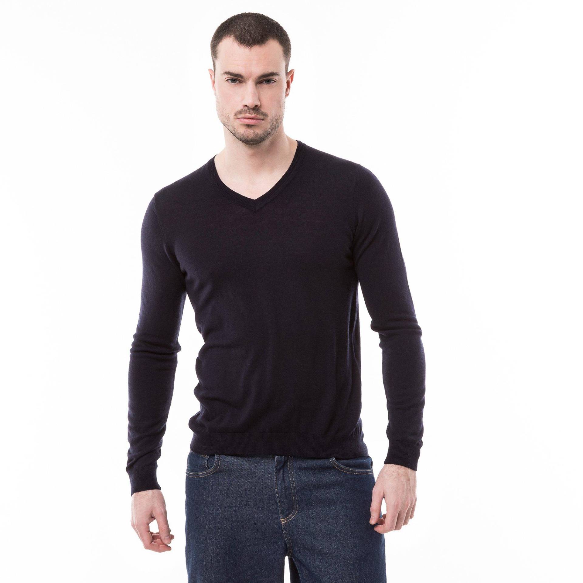 Pullover, Classic Fit, Langarm Herren Marine M von Manor Man