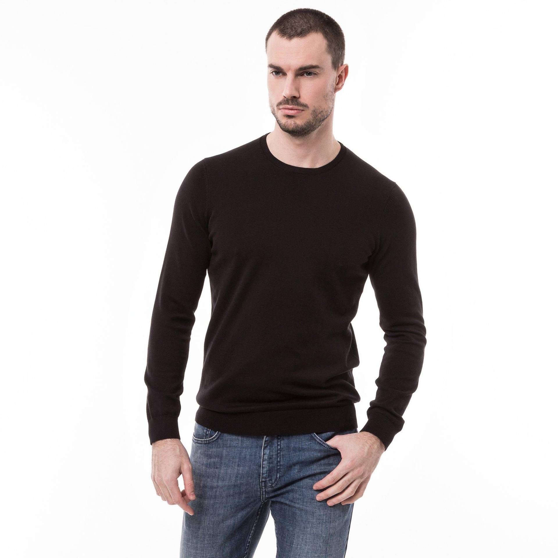 Pullover, Classic Fit, Langarm Herren Black XXL von Manor Man