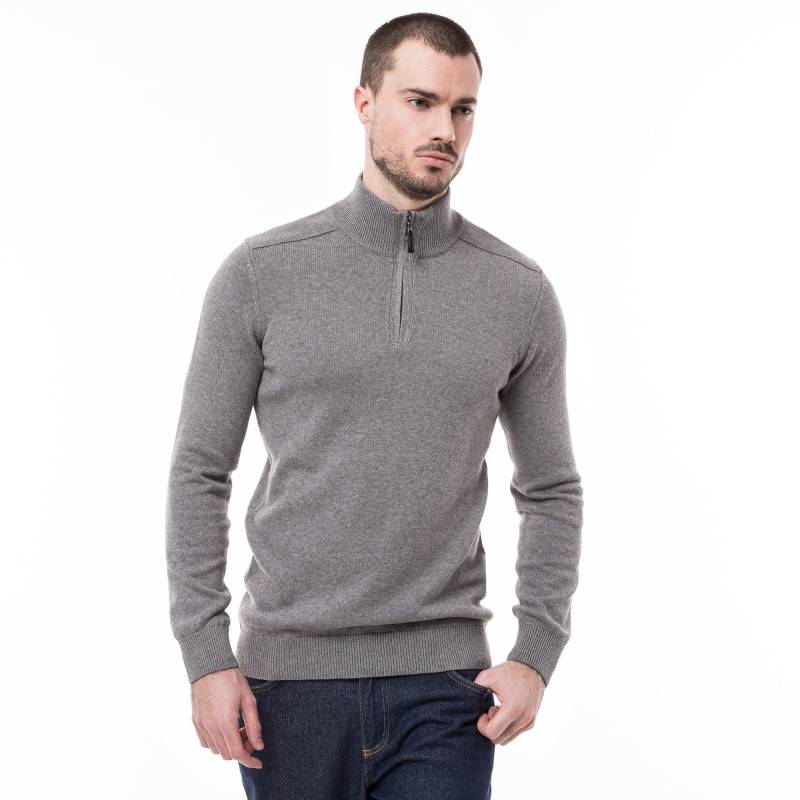 Pullover, Stehkragen, Half-zip Herren Grau Melange XXL von Manor Man