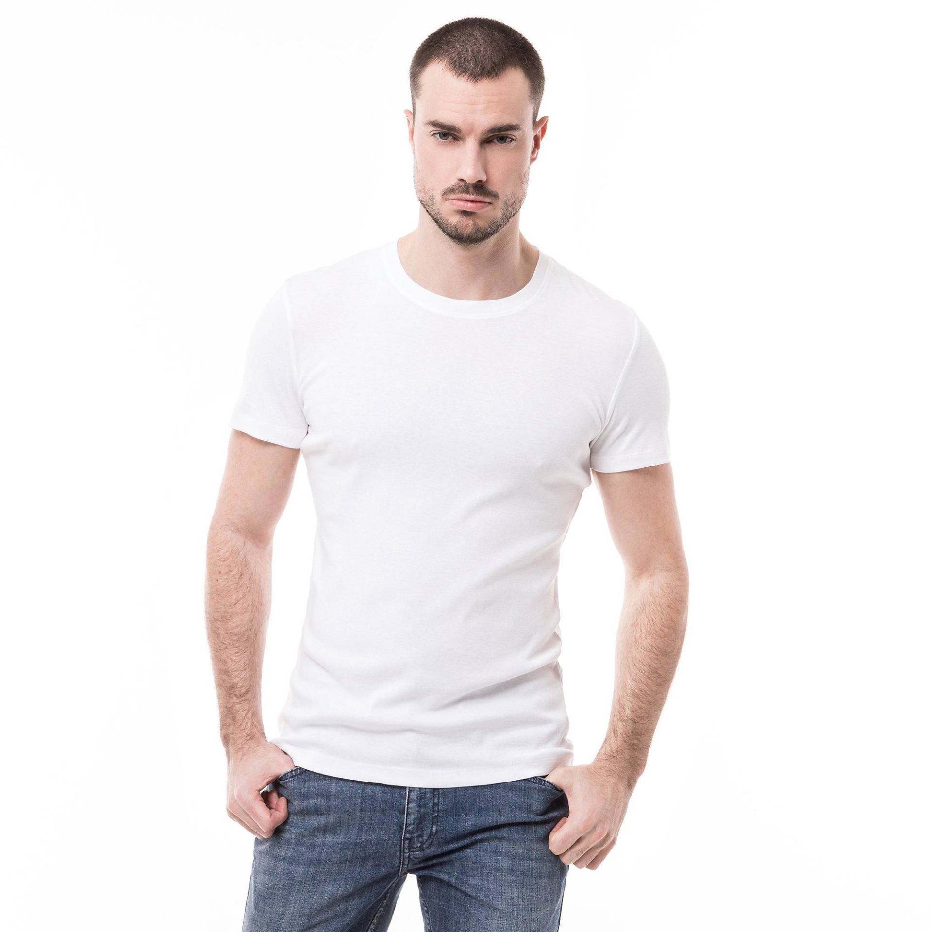 T-shirt, Classic Fit, Kurzarm Herren Weiss L von Manor Man