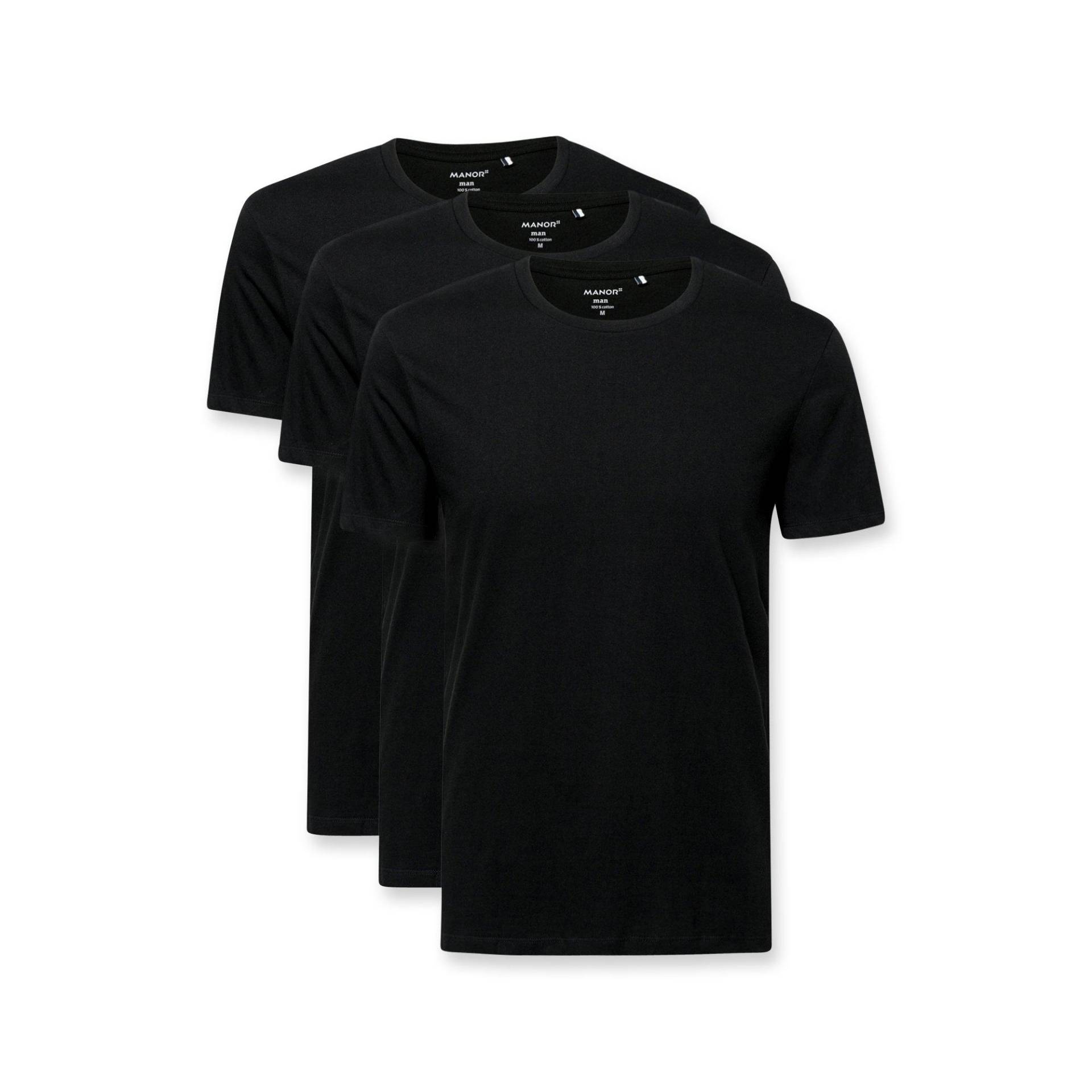 Triopack, T-shirts, Kurzarm Herren Black L von Manor Man