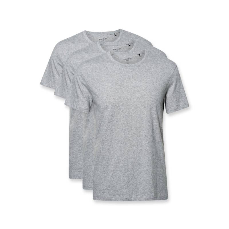 Triopack, T-shirts, Kurzarm Herren Grau Melange XL von Manor Man