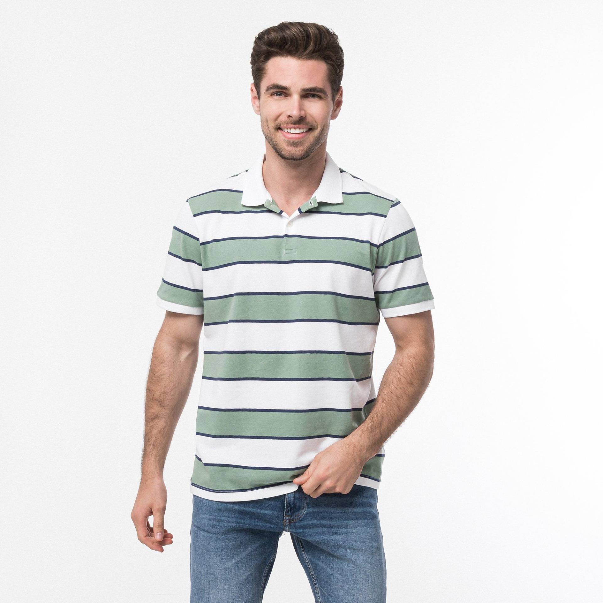 Poloshirt Classic Fit, Kurzarm Herren Weiss L von Manor Man