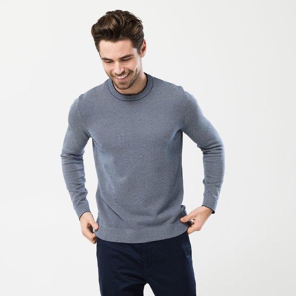 Pullover, Rundhals, Langarm Herren Marine S von Manor Man