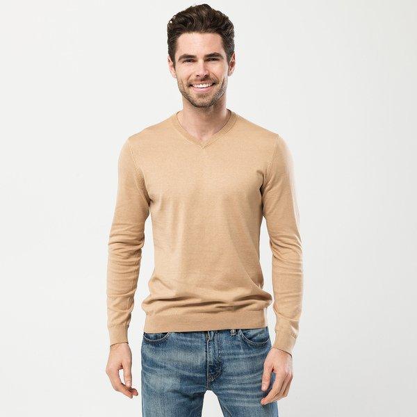 Pullover, Rundhals, Langarm Herren Beige XL von Manor Man