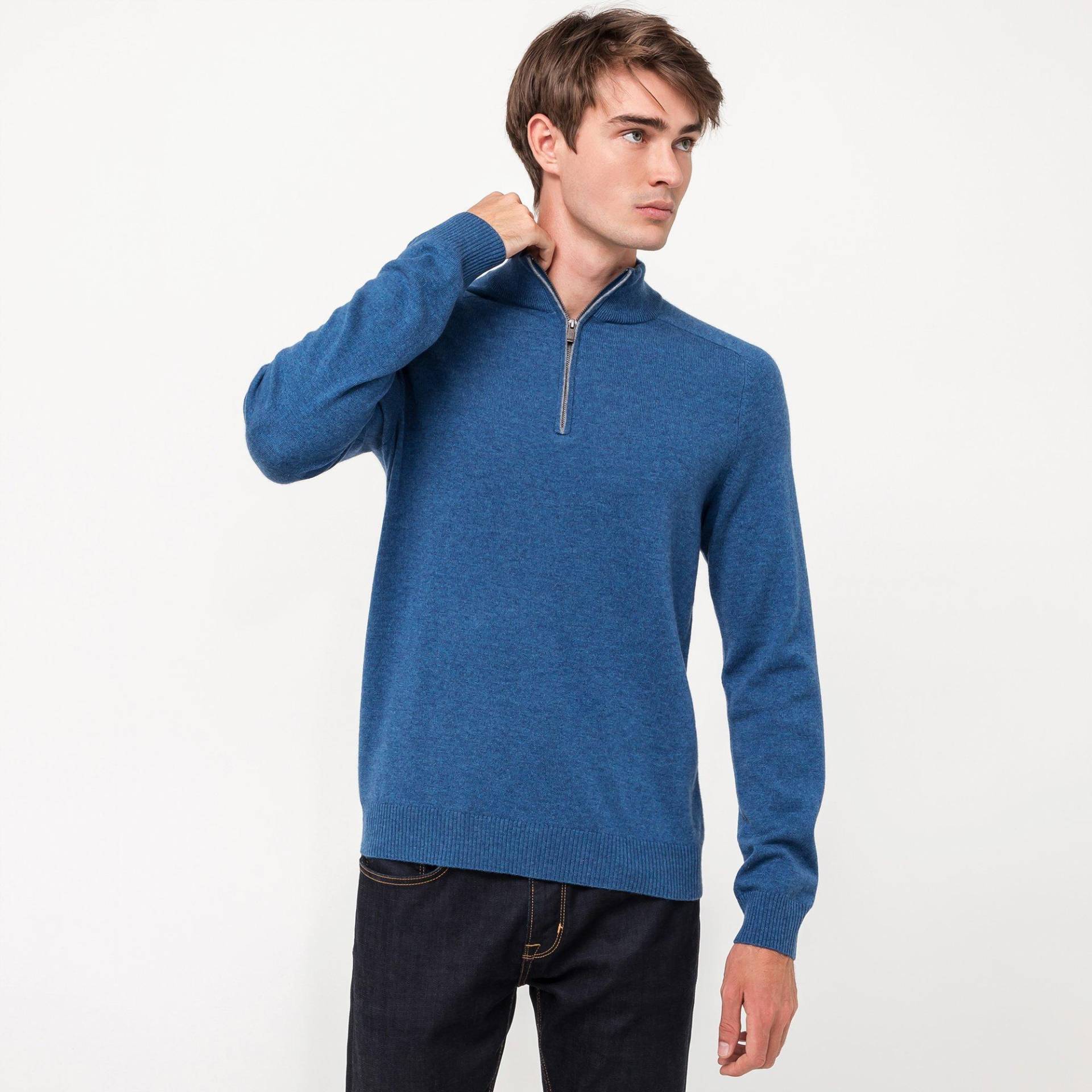 Pullover, Stehkragen Herren Blau L von Manor Man