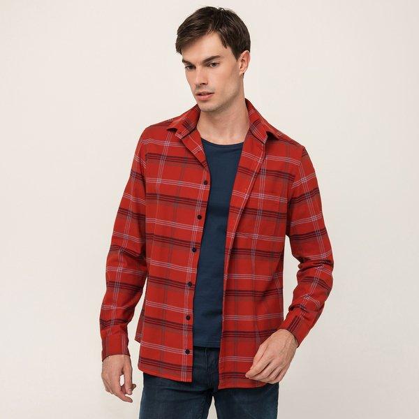 Hemd, Modern Fit, Langarm Herren Rot S von Manor Man