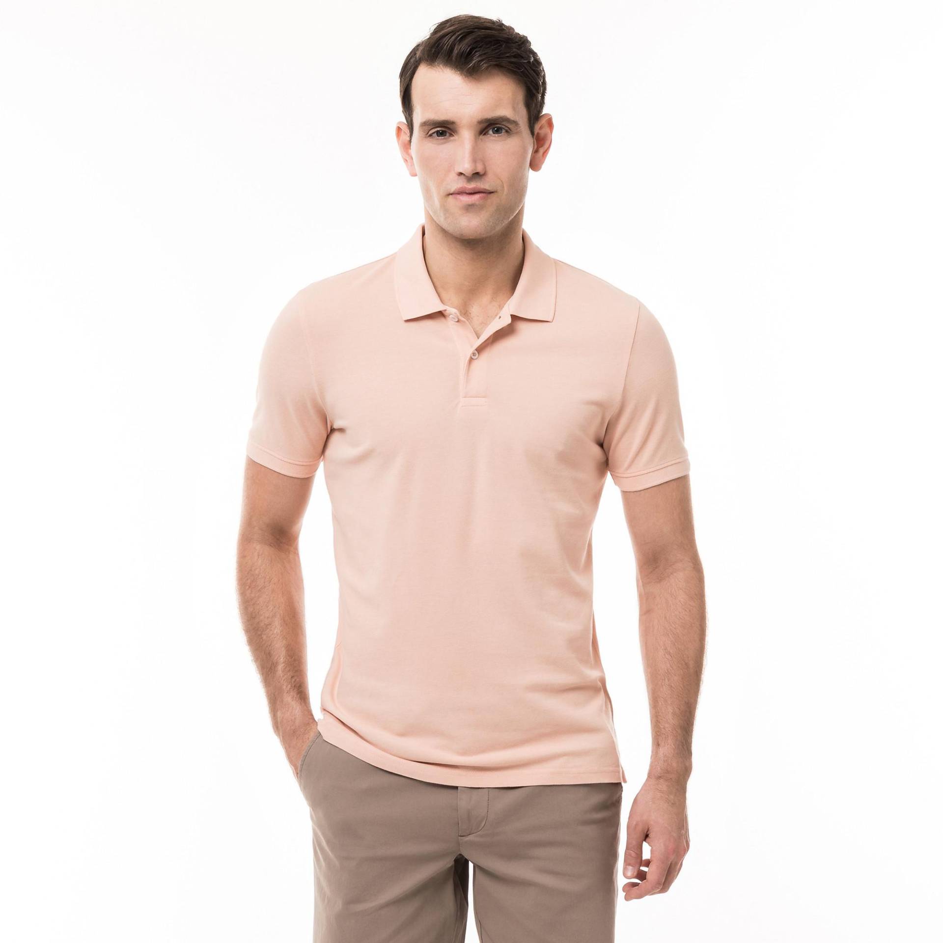 Poloshirt, Kurzarm Herren Apricot L von Manor Man