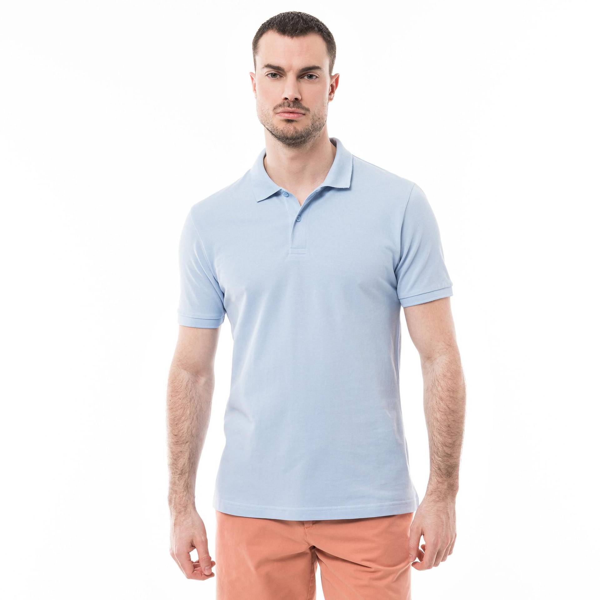 Poloshirt, Kurzarm Herren Hellblau XL von Manor Man