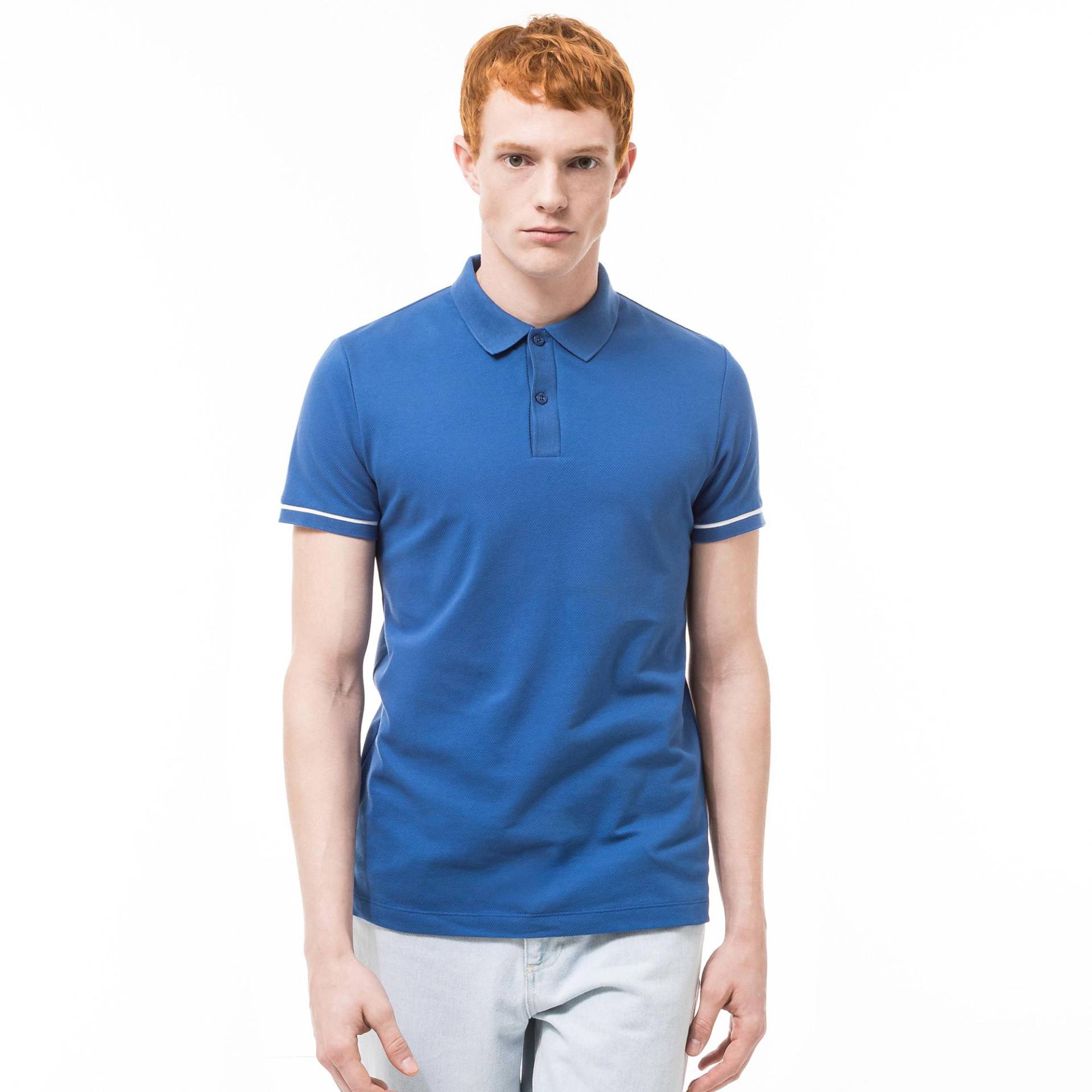 Poloshirt, Kurzarm Herren Indigo L von Manor Man