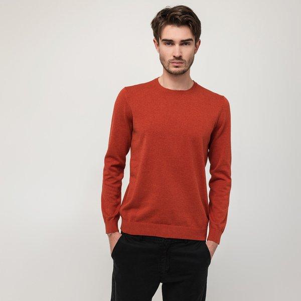 Pullover, Rundhals, Langarm Herren Orange S von Manor Man