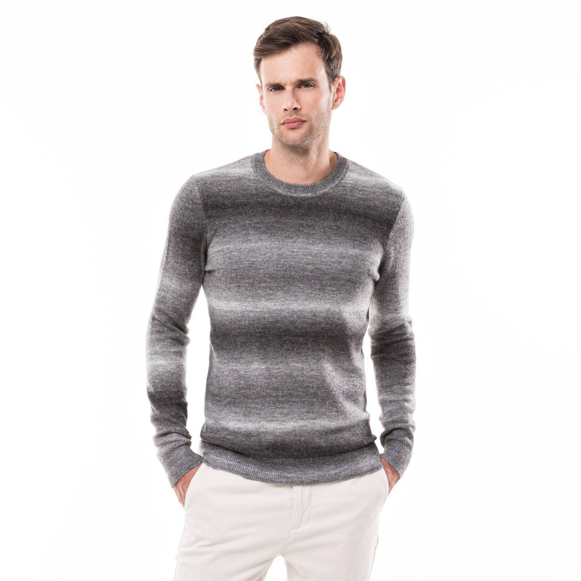 Pullover, Rundhals Herren Grau L von Manor Man